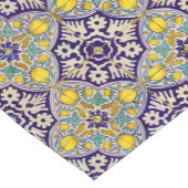 Blauw mediterraan patroongele bloesems korte tafelloper (Hoek)