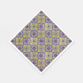 Blauw mediterraan patroongele bloesems servet (Hoek)