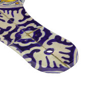 Blauw mediterraan patroongele bloesems snijplank (Hoek)