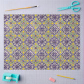 Blauw mediterraan patroongele bloesems tissuepapier (Craft)