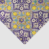 Blauw mediterraan patroongele bloesems tissuepapier (Detail)