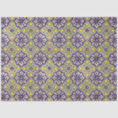 Blauw mediterraan patroongele bloesems tissuepapier (Voorkant)