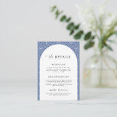 Blauw mediterraan Spaans tegel huwelijksdetails Informatiekaartje (Staand voorkant)