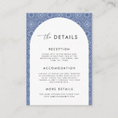 Blauw mediterraan Spaans tegel huwelijksdetails Informatiekaartje (Voorkant)
