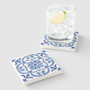 Blauw Mediterraan Stenen Onderzetter