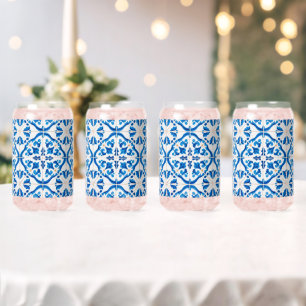 Blauw Mediterraan Tegel Patroon – Elegante Azulejo Blikvorm Glas