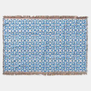 Blauw Mediterraan Tegel Patroon – Elegante Azulejo Deken