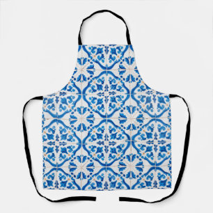 Blauw Mediterraan Tegel Patroon – Elegante Azulejo Schort