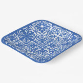 Blauw Mediterraan tegelhuwelijk of bruidsfeest Papieren Bordje (Gebogen)
