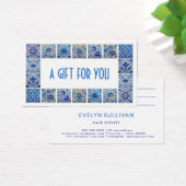 Blauw mediterraan tegels lijst cadeaubon visitekaartje (Bureau)