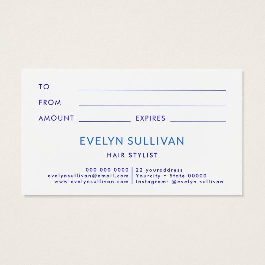 Blauw mediterraan tegels lijst cadeaubon visitekaartje (Achterkant)