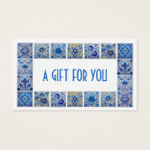 Blauw mediterraan tegels lijst cadeaubon visitekaartje (Voorkant)