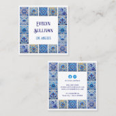 Blauw mediterraan tegels lijst visitekaartje (Voorkant / Achterkant)