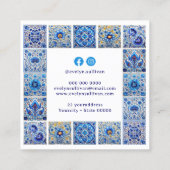 Blauw mediterraan tegels lijst visitekaartje (Achterkant)