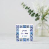 Blauw mediterraan tegels lijst visitekaartje (Staand voorkant)