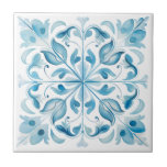 Blauw Mediterraan Toscane Tegeltje<br><div class="desc">Mediterraan design Toscaanse stijl blauw keramische tegel.</div>