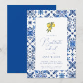 Blauw Mediterraan vrijgezellenfeest Kaart (Voorkant / Achterkant)