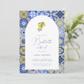 Blauw Mediterraan vrijgezellenfeest Kaart (Staand voorkant)