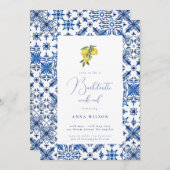 Blauw Mediterraan vrijgezellenfeest Kaart (Voorkant / Achterkant)