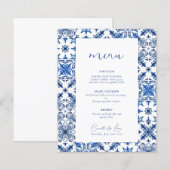 Blauw Mediterraans citrus bruiloft menu (Voorkant / Achterkant)
