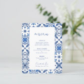 Blauw Mediterraans citrus bruiloft menu (Staand voorkant)