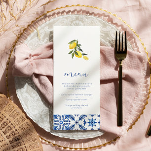 Blauw Mediterraans citrus bruiloft menu