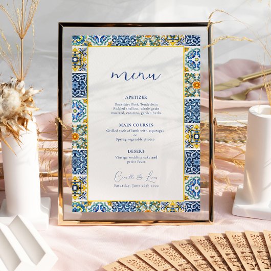 Blauw Mediterraans citrus bruiloft menu