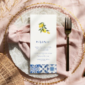 Blauw Mediterraans citrus bruiloft menu