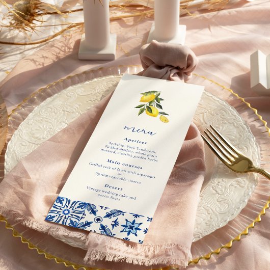 Blauw Mediterraans citrus bruiloft menu