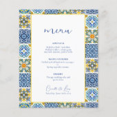 Blauw Mediterraans citrus bruiloft menu (Voorkant)