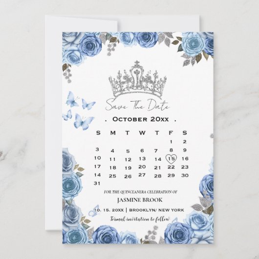 Blauw Mediterraans kalender nonphoto bewaar de dat Kaart (Voorkant)