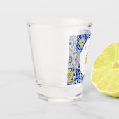 Blauw Mediterraans Tegel & Citrus Bachelorette Shot Glas (Links)
