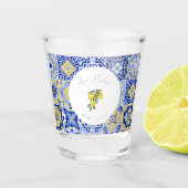 Blauw Mediterraans Tegel & Citrus Bachelorette Shot Glas (Voorkant)