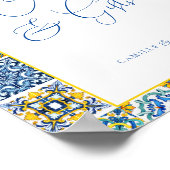 Blauw Mediterraans Tegel en Citrus Kaarten & gesch Poster (Hoek)