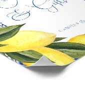 Blauw Mediterraans Tegel en Citrus Kaarten & gesch Poster (Hoek)