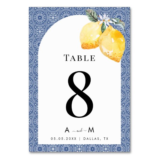 Blauw Mediterraans Tegel Italiaans Citroenen Bruil Kaart (Achterkant)