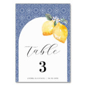 Blauw Mediterraans Tegel Spaans Italiaans bruiloft Kaart (Achterkant)