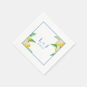 Blauw Mediterrane Aquarel Citroen Trouw  Servet (Hoek)