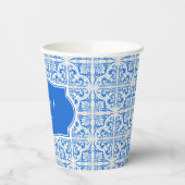 Blauw-mediterrane Citrus Lemon-Vrijgezellenfeest Papieren Bekers (Links)