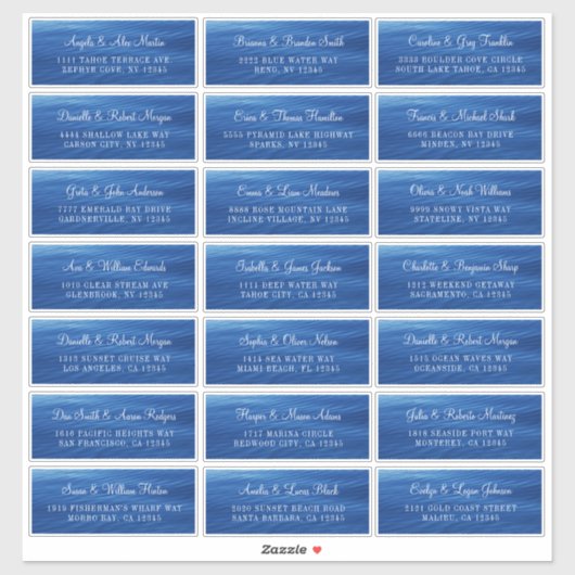 Blauw meer Adresetiketten voor individueel huwelij Sticker (Vel)