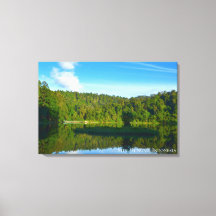 Blauw meer bosreflectie Indonesië landschap