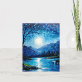 blauw meer gevouwen Wenskaart Kaart