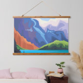 Blauw meer hangend wandkleed (Slaapkamer)