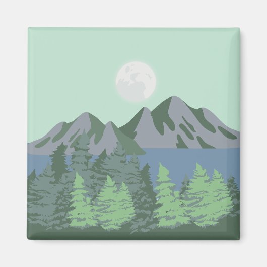 Blauw meer & Maan Magneet (Voorkant)