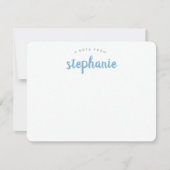 Blauw Meer Speelse Script Persoonlijke Plat Notitiekaartje (Voorkant)