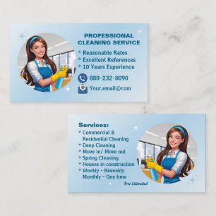 Blauw Meid Huis Schoonmaak Diensten Janitorial Cle Visitekaartje