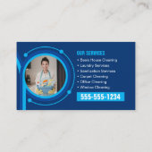 Blauw Meid Huis Schoonmaak Diensten Janitorial Cle Visitekaartje (Achterkant)