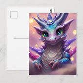 Blauw Meisje Draak  Briefkaart (Voorkant / Achterkant)