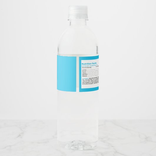 Blauw Meisje Eend 1e Verjaardag Voeding Feiten Ter Waterfles Etiket (Achterkant)