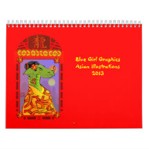 Blauw Meisje Grafiek Azië Kalender 2013